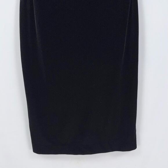 Badgley Mischka Women's Velvet Bow Strapless Sheath Dress 0 Black Cocktail - Picture 6 of 16